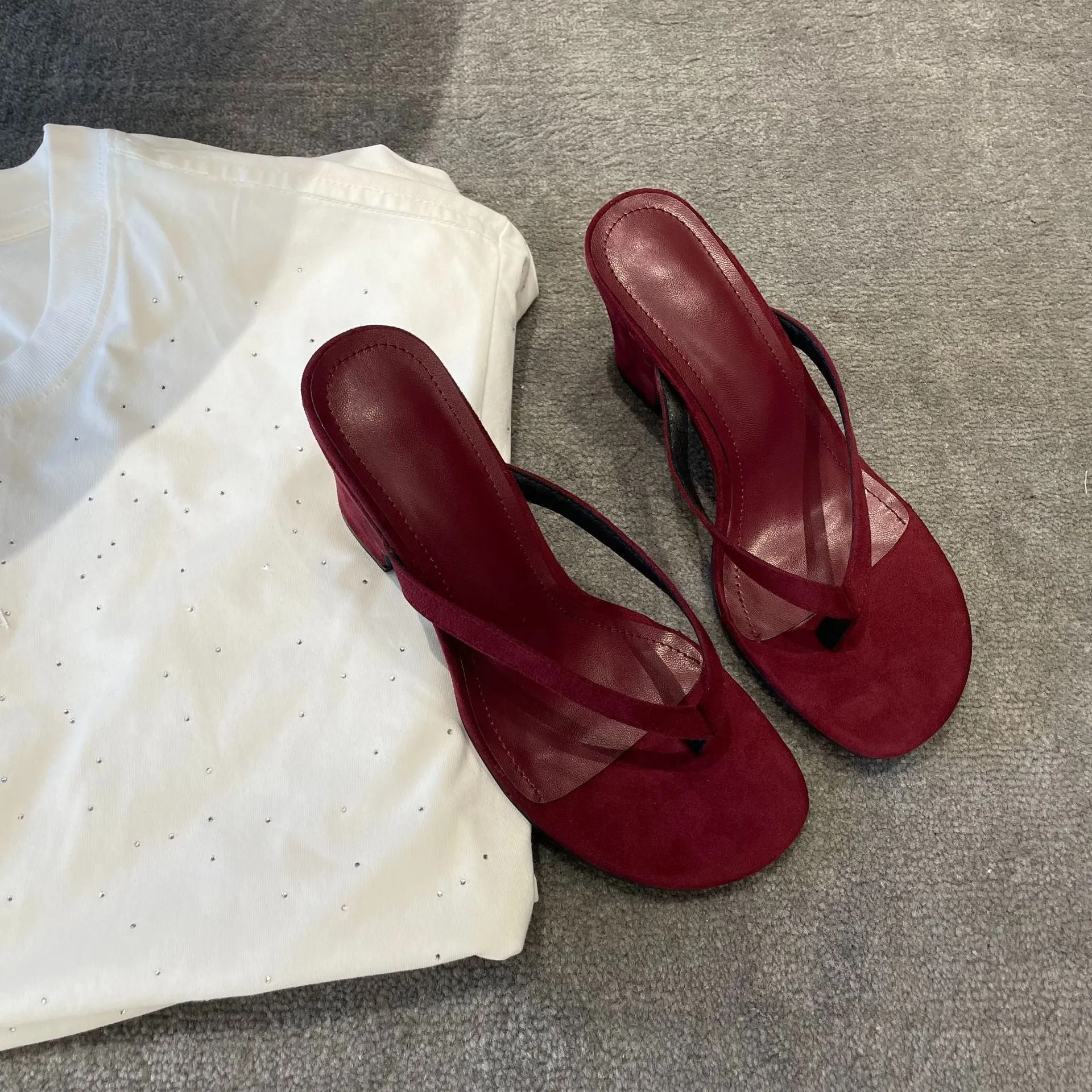 NEW & INSTOCK - Korean French Style French Leather Heeled Sandals