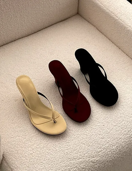 NEW & INSTOCK - Korean French Style French Leather Heeled Sandals
