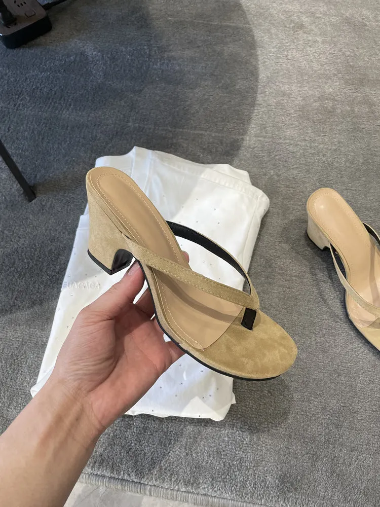 NEW & INSTOCK - Korean French Style French Leather Heeled Sandals