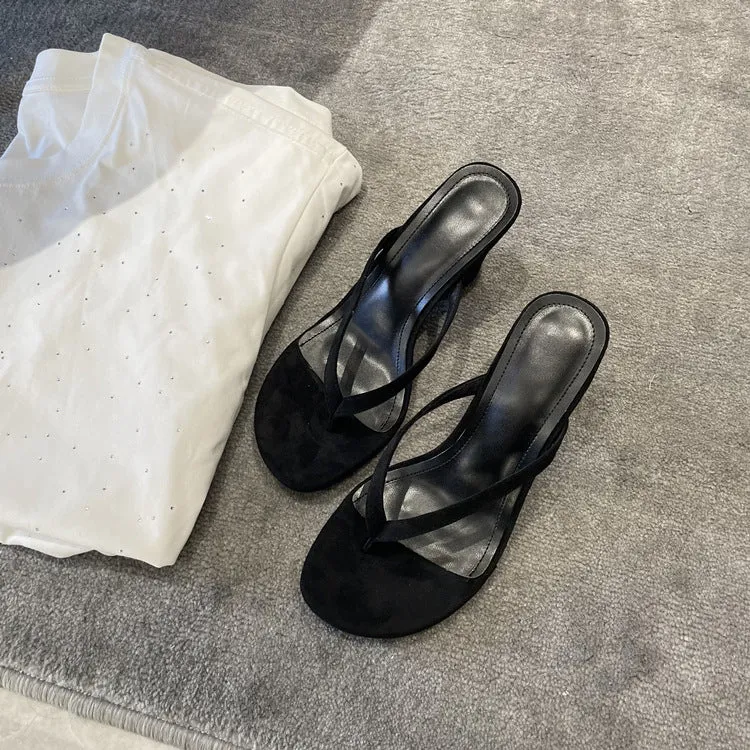 NEW & INSTOCK - Korean French Style French Leather Heeled Sandals
