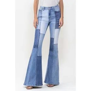 NEW FLYING MONKEY vervet patchwork jean in multi wash