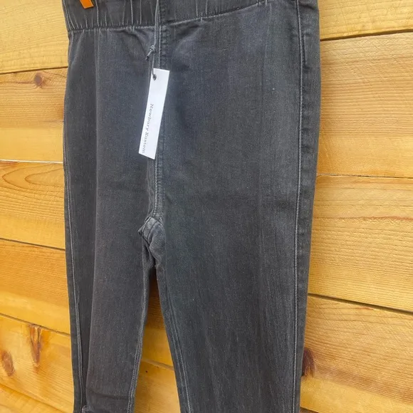 Newbury Kustom Retro Jeans Womens Charcoal Black Wash‎ Pull On Flared Elastic