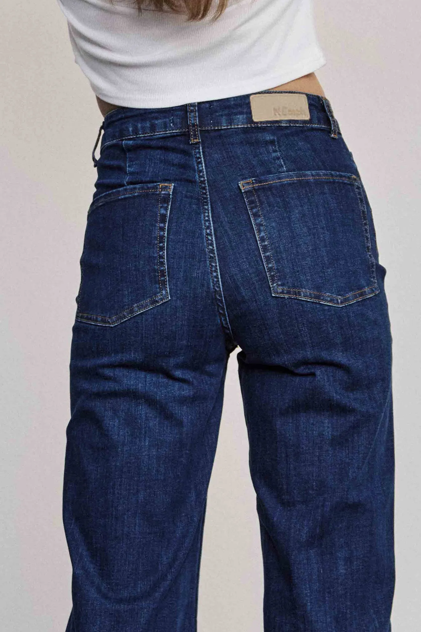 NUPARIS CROPPED JEANS - DARK BLUE - Dark Blue Denim