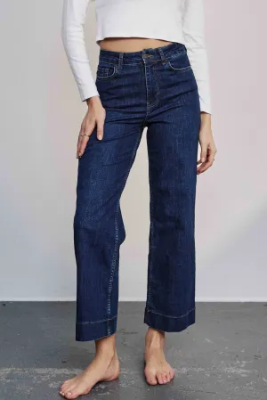 NUPARIS CROPPED JEANS - DARK BLUE - Dark Blue Denim