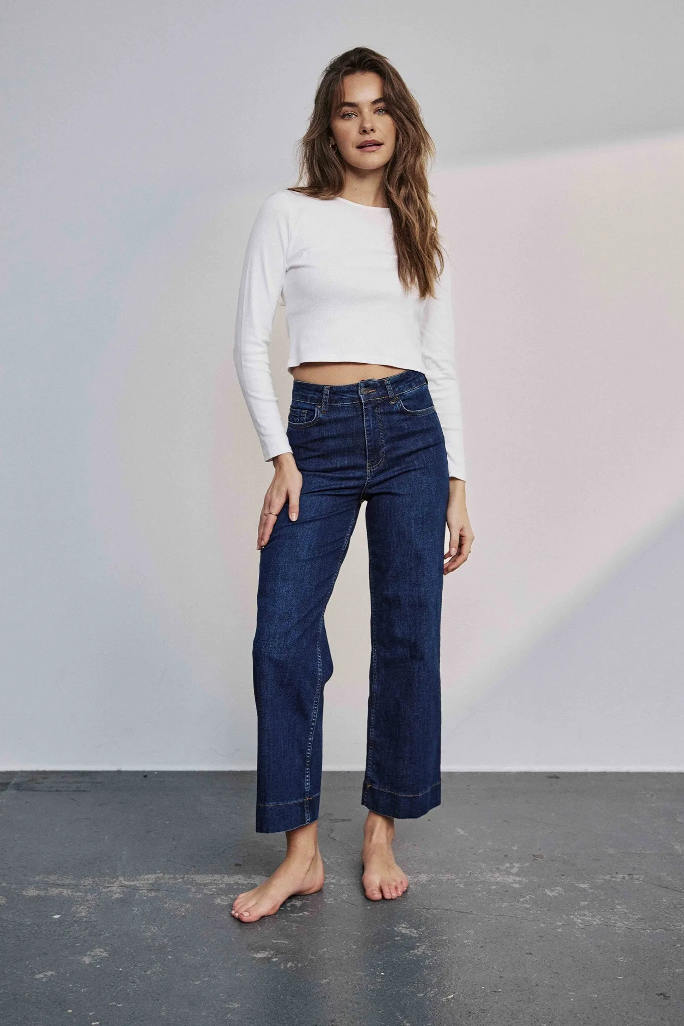 NUPARIS CROPPED JEANS - DARK BLUE - Dark Blue Denim