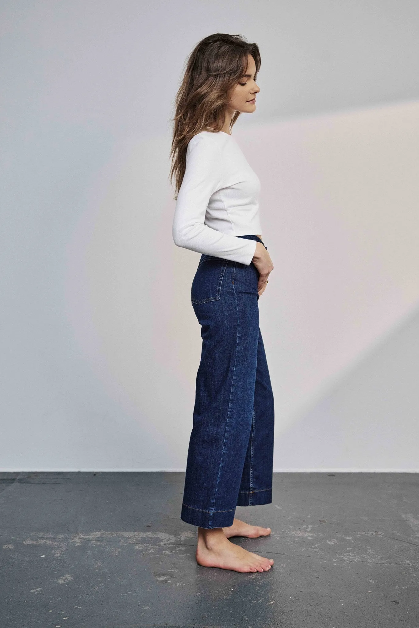 NUPARIS CROPPED JEANS - DARK BLUE - Dark Blue Denim