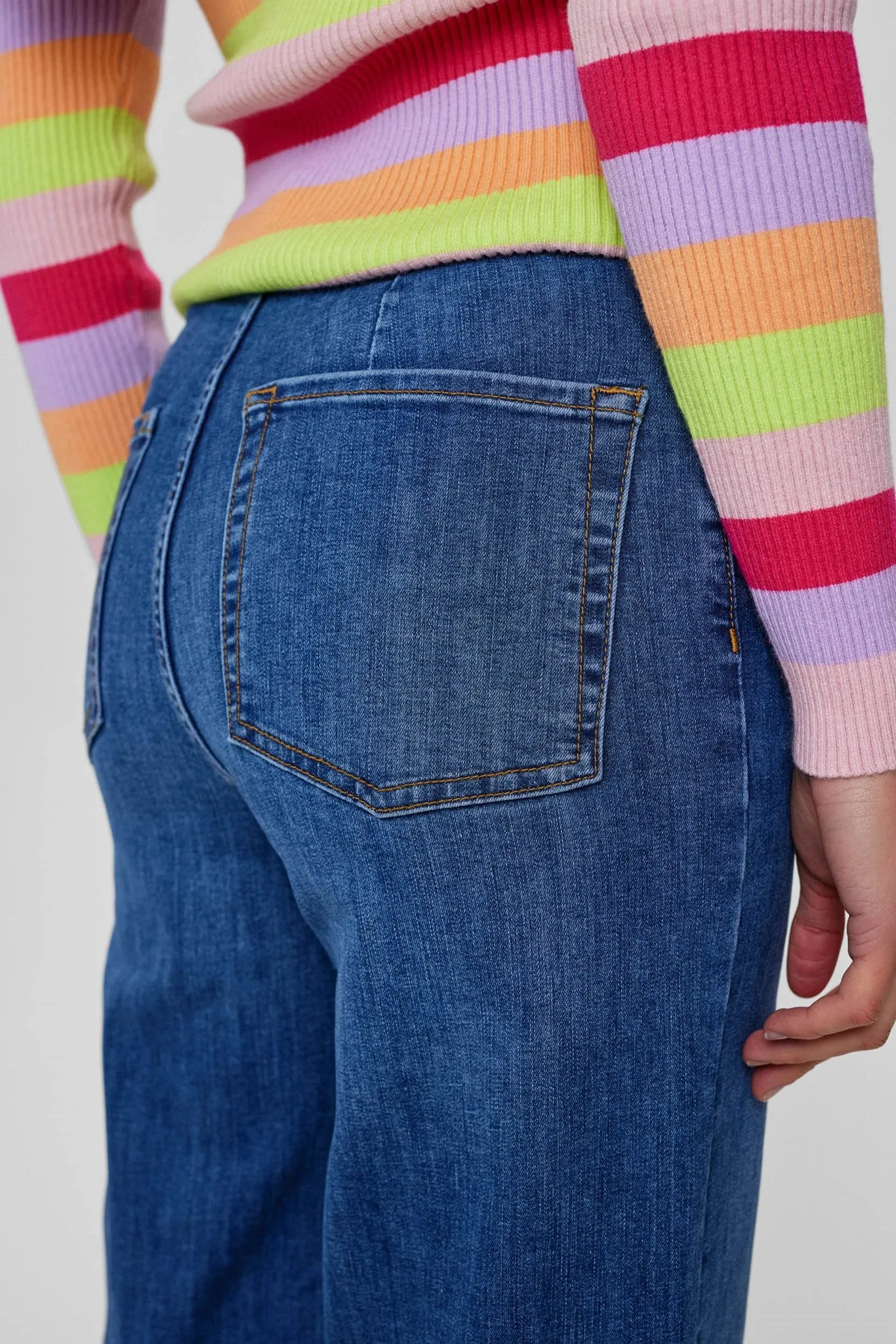 NUPARIS JEANS CROPPED  MED BLUE - Medium Blue Denim