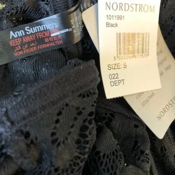 NWT ANN SUMMERS Taylor Black Lace Teddy Bodysuit Gold Zipper &amp; Garter SM