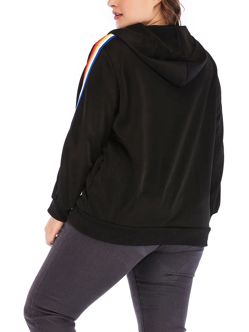 Plus Size Zipper Hooded Ladies Jacket