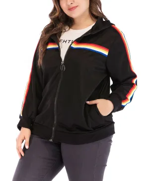 Plus Size Zipper Hooded Ladies Jacket