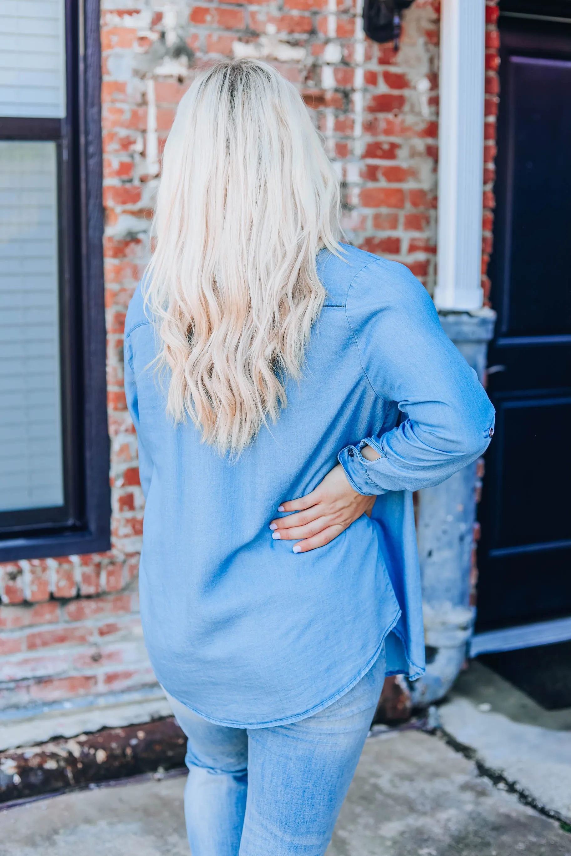 Pretty Pleated Denim Top