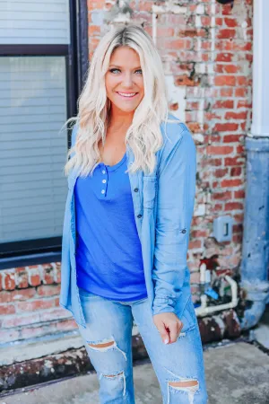 Pretty Pleated Denim Top