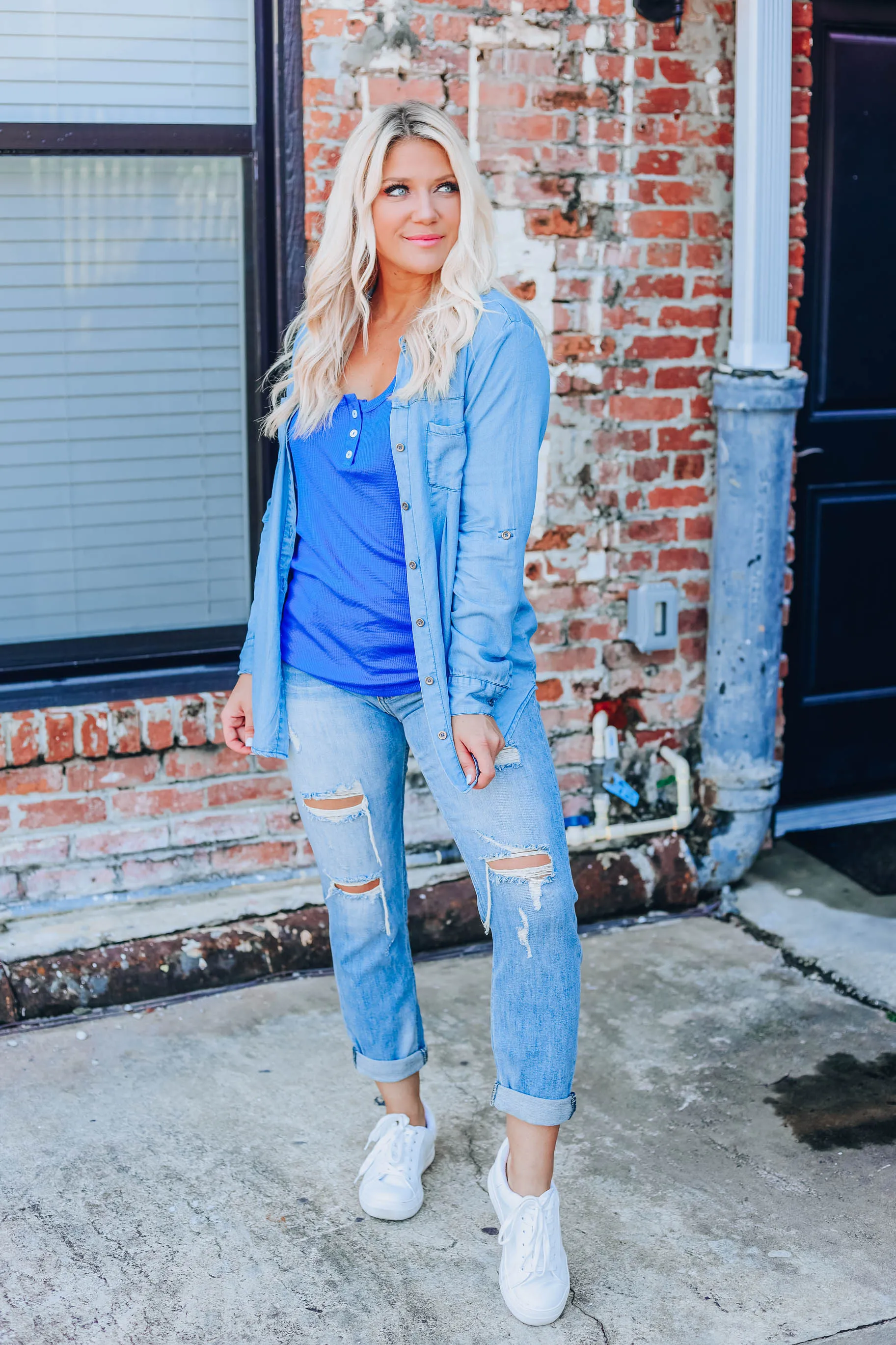 Pretty Pleated Denim Top