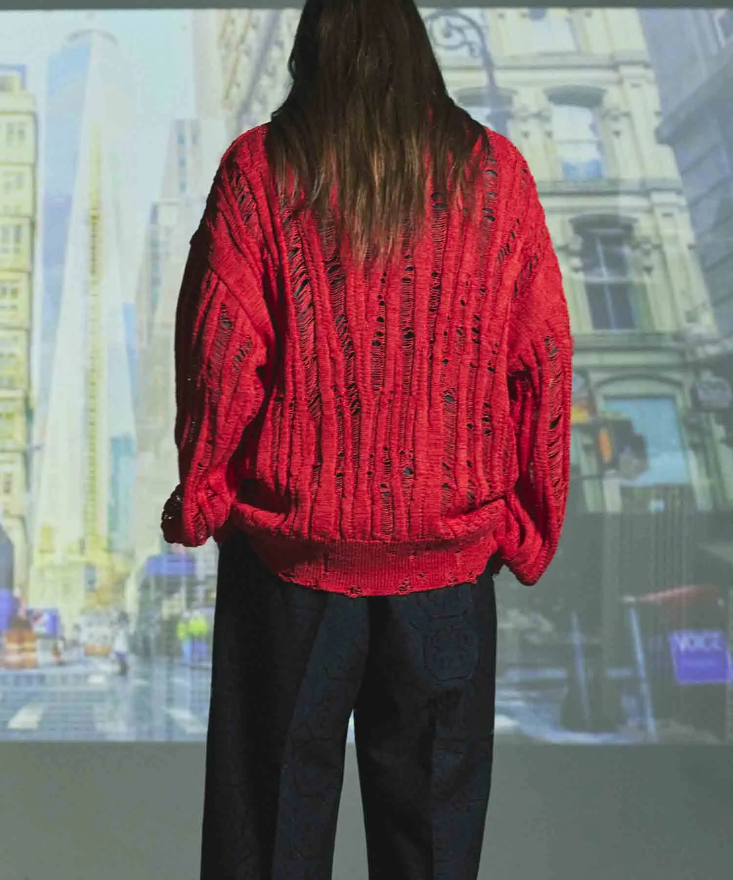 Prime-Over Japanese Paper Damaged Knit Zip Up Blouson