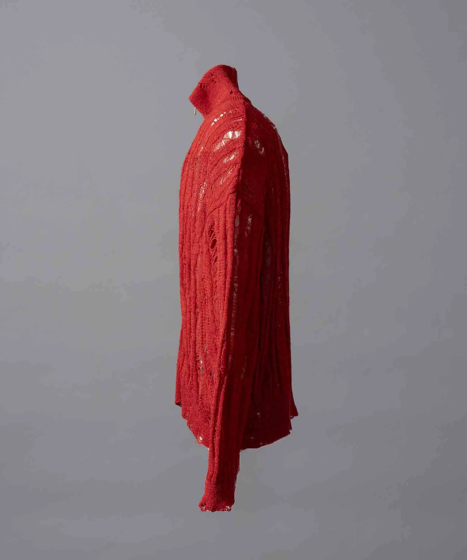 Prime-Over Japanese Paper Damaged Knit Zip Up Blouson