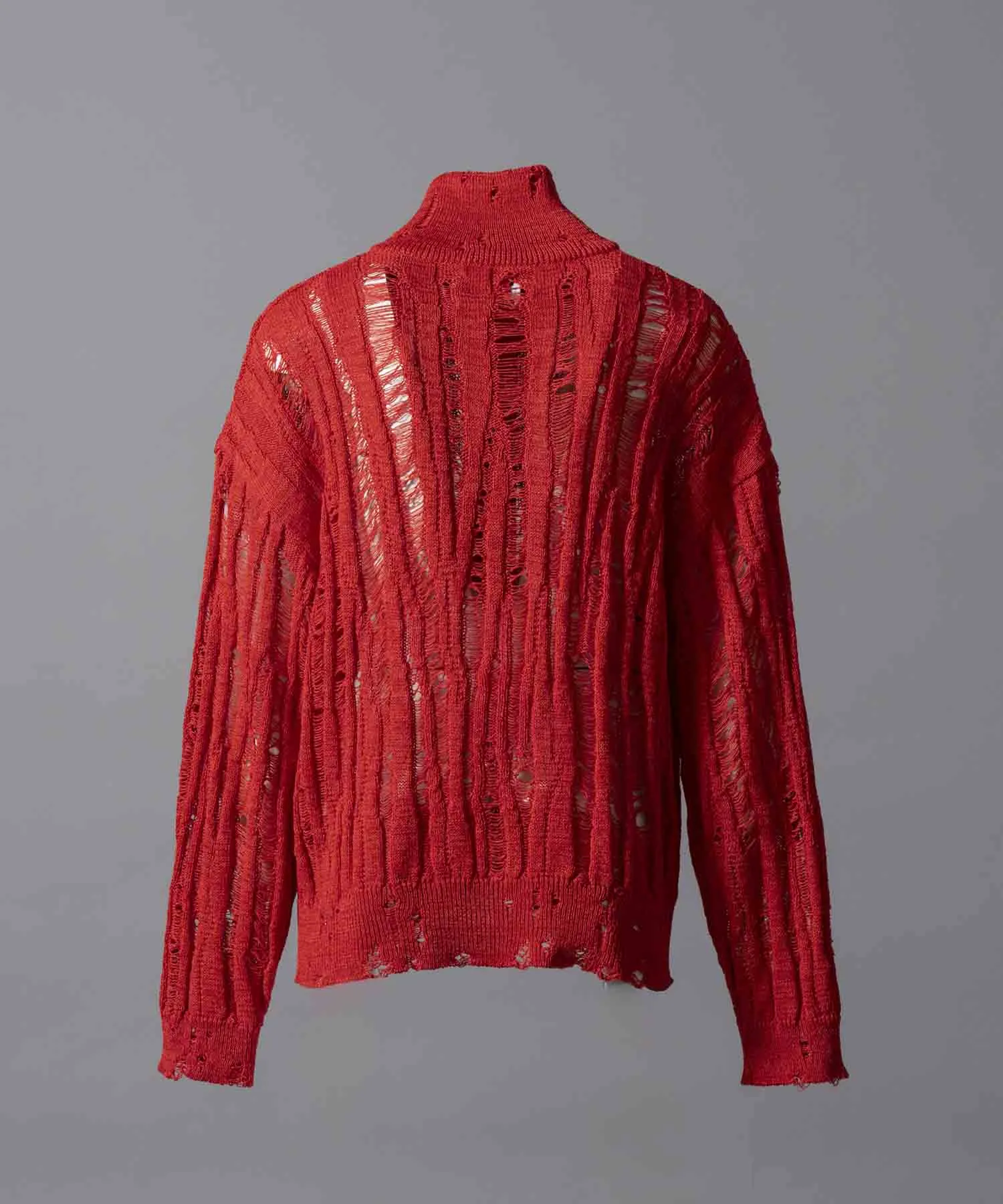 Prime-Over Japanese Paper Damaged Knit Zip Up Blouson