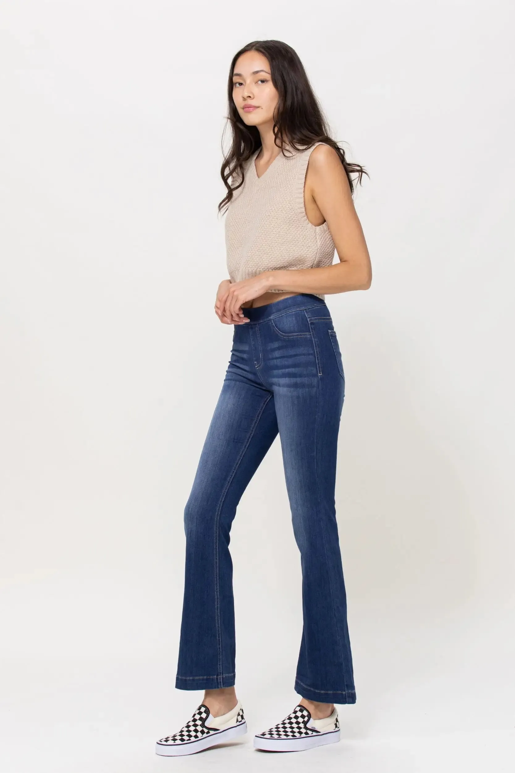 Pull On Dark Wash Flares- 30"