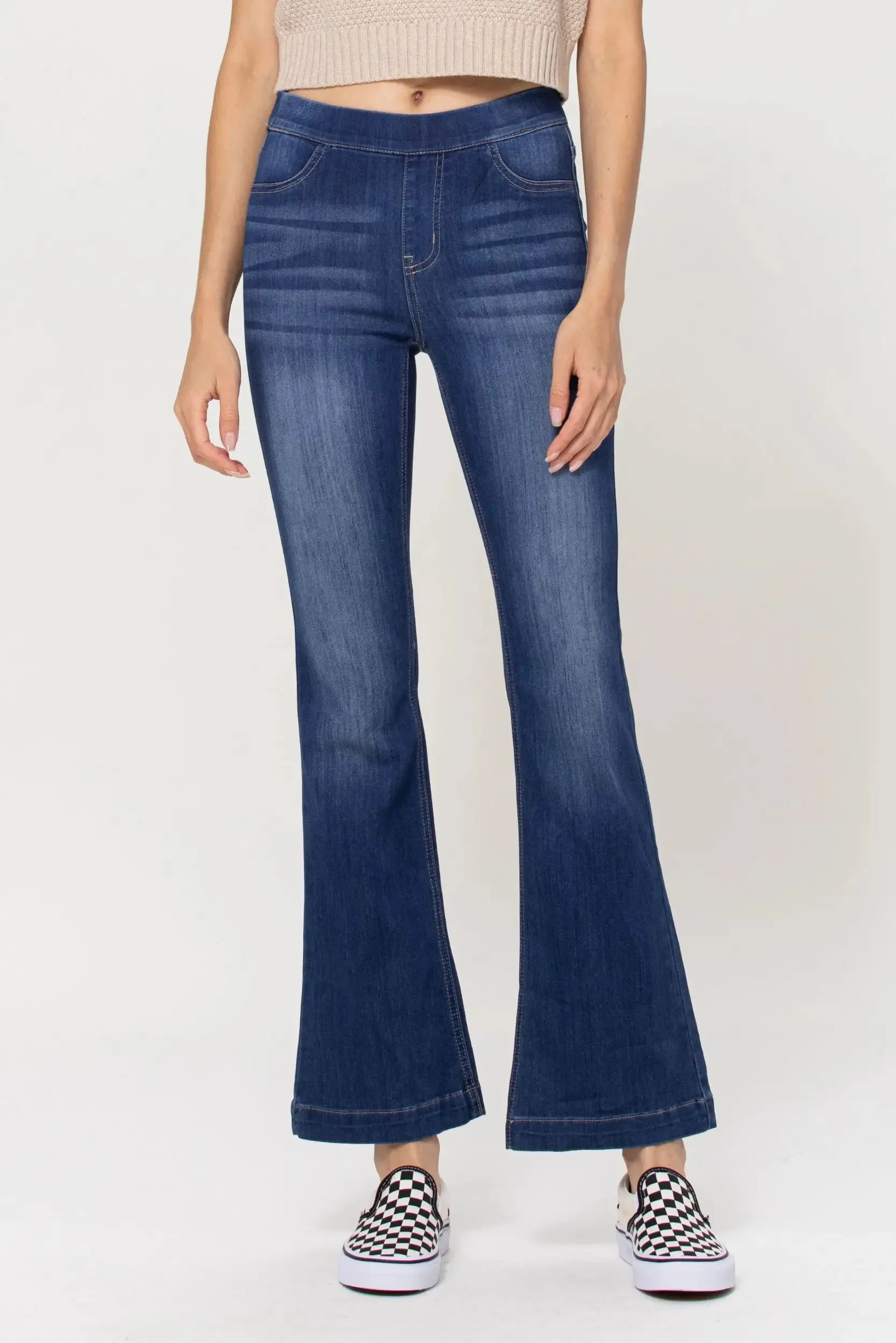 Pull On Dark Wash Flares- 30"
