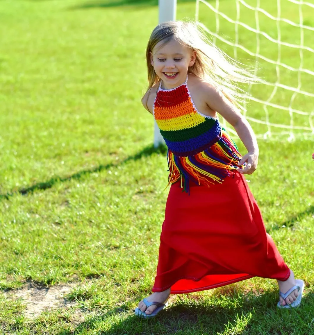 Rainbow Fringe Halter Top