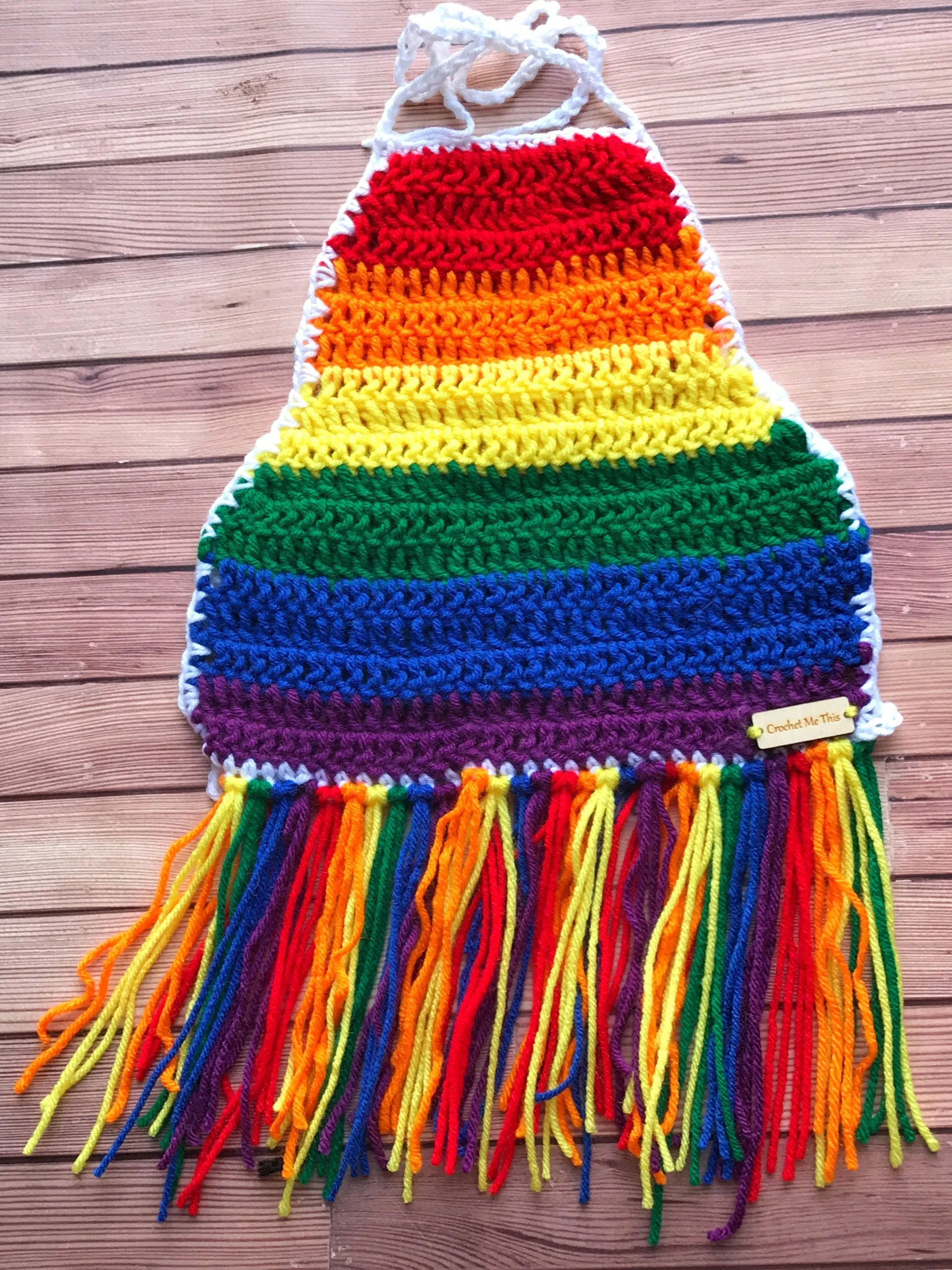 Rainbow Fringe Halter Top