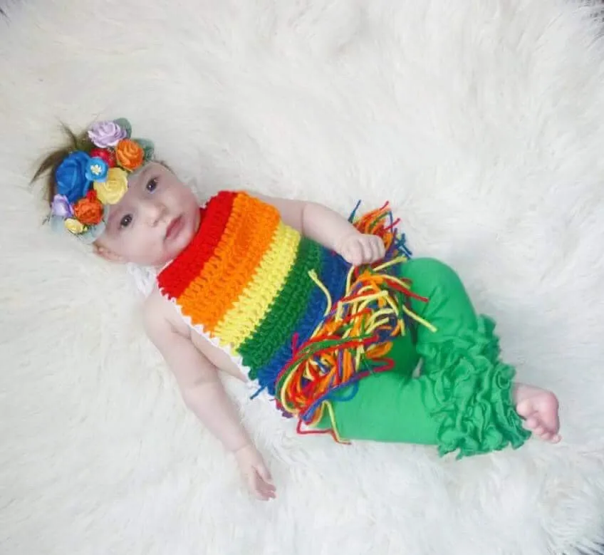 Rainbow Fringe Halter Top