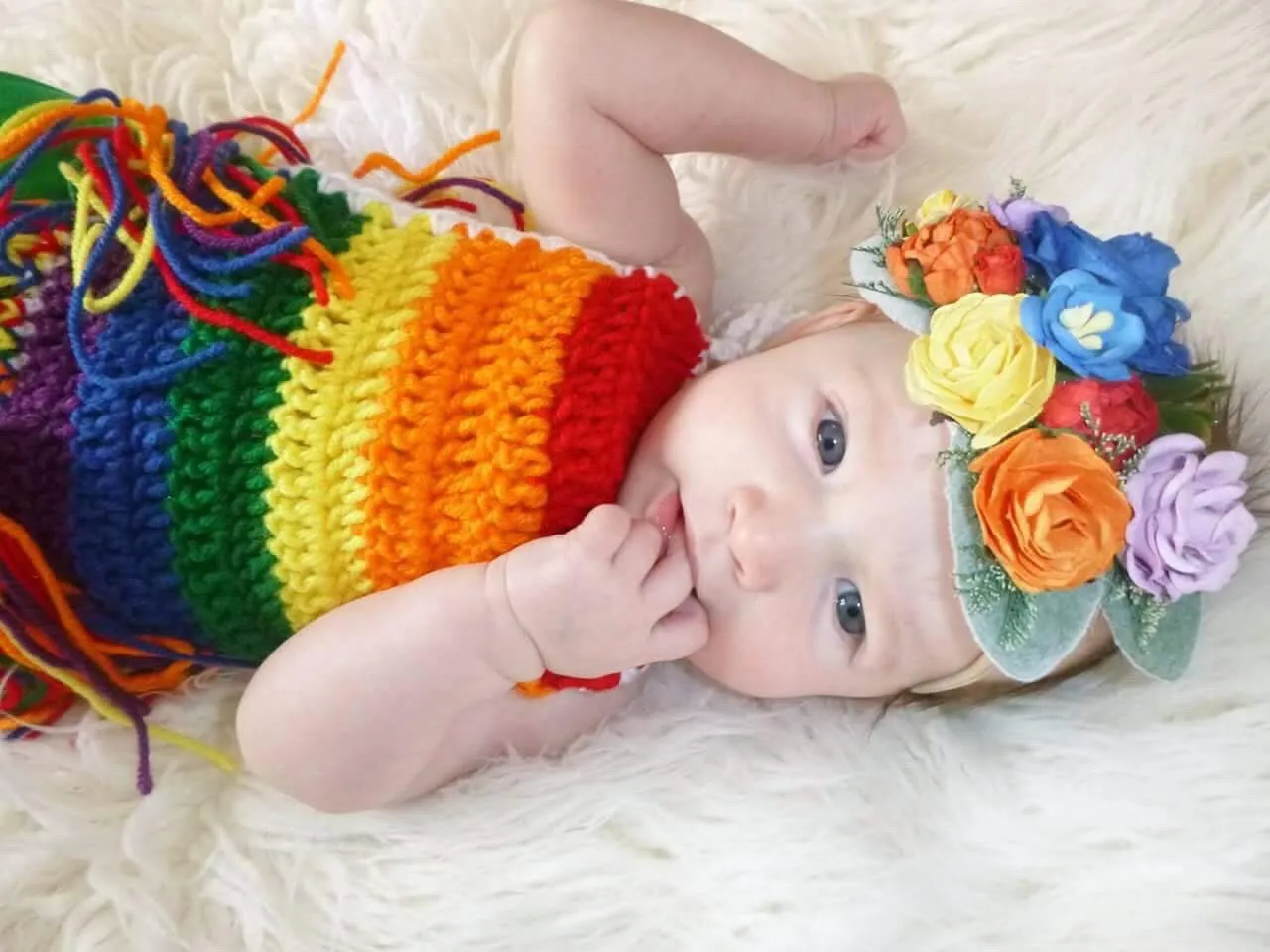 Rainbow Fringe Halter Top