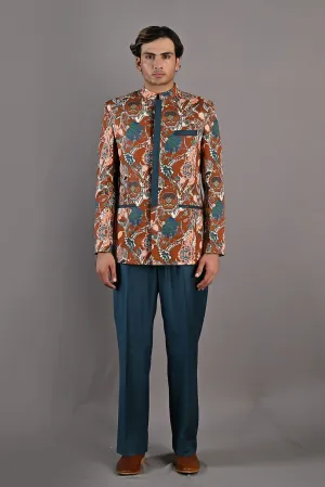 Ren Multi Printed Bandhgala Jacket With Pant
