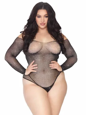 Rhinestone Snap Crotch Bodysuit Curvy Size