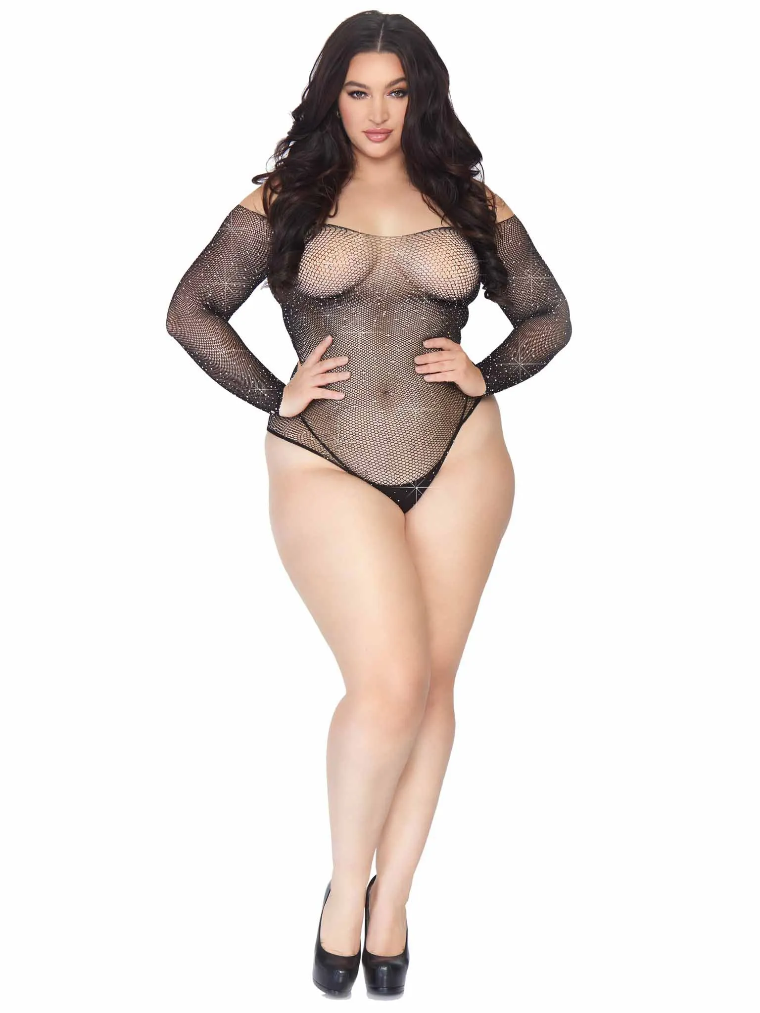 Rhinestone Snap Crotch Bodysuit Curvy Size