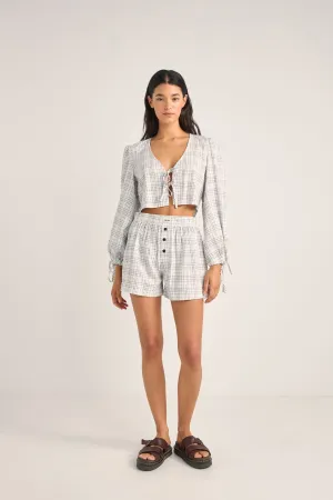 Rhythm Desi Plaid Blouson Top in Blue