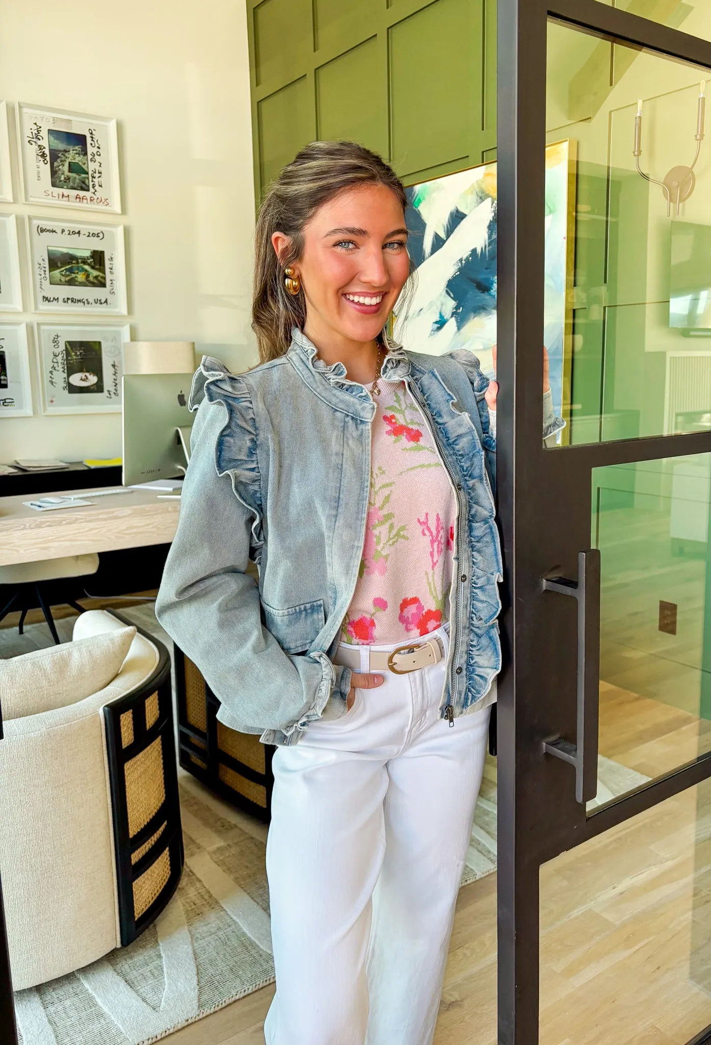 Ruffled Delight Denim Jacket