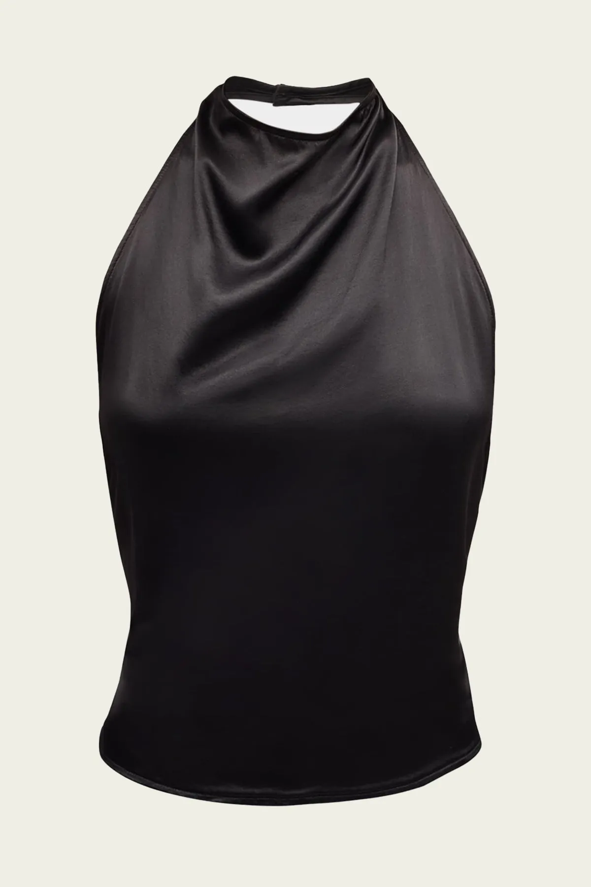 Satin Halter Top in Black