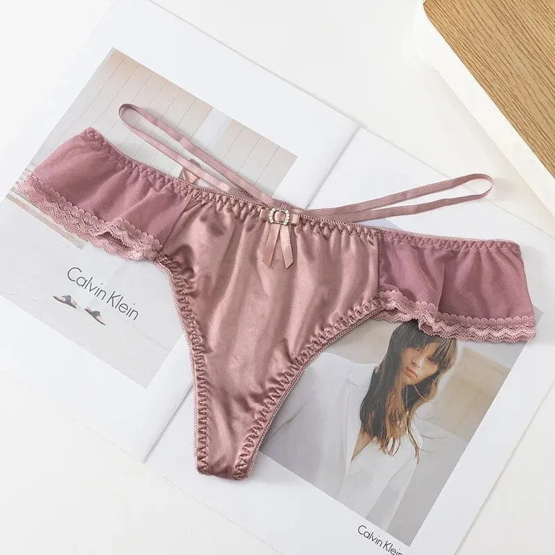 Satin Lace Thong