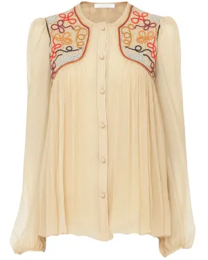 Secret Brown Embroidered Blouse