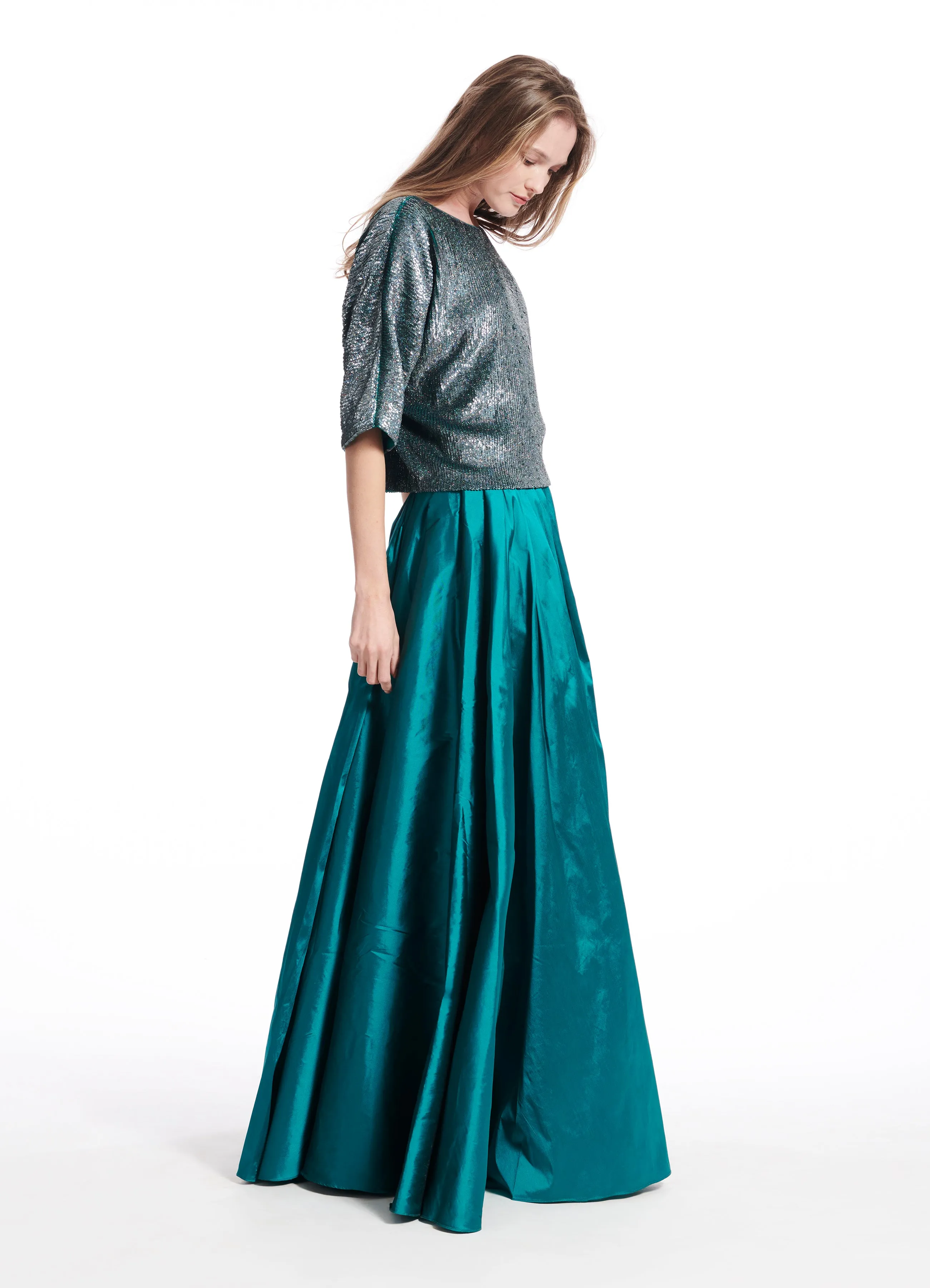 Sequin Blouson with Dolman Sleeves BLACK