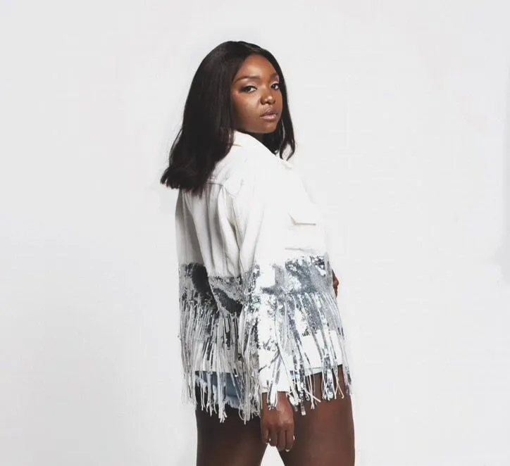SEQUIN TASSEL JACKET white