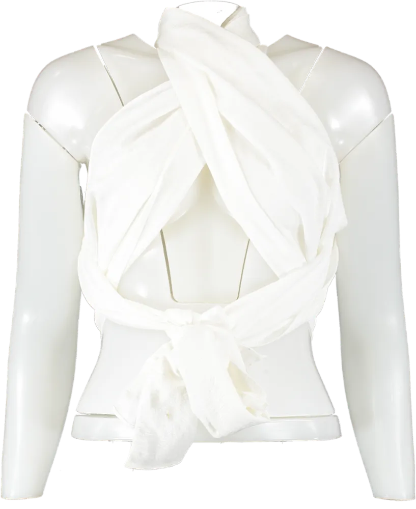 SHEIN White Tie Up Wrap Halter Neck Top UK S
