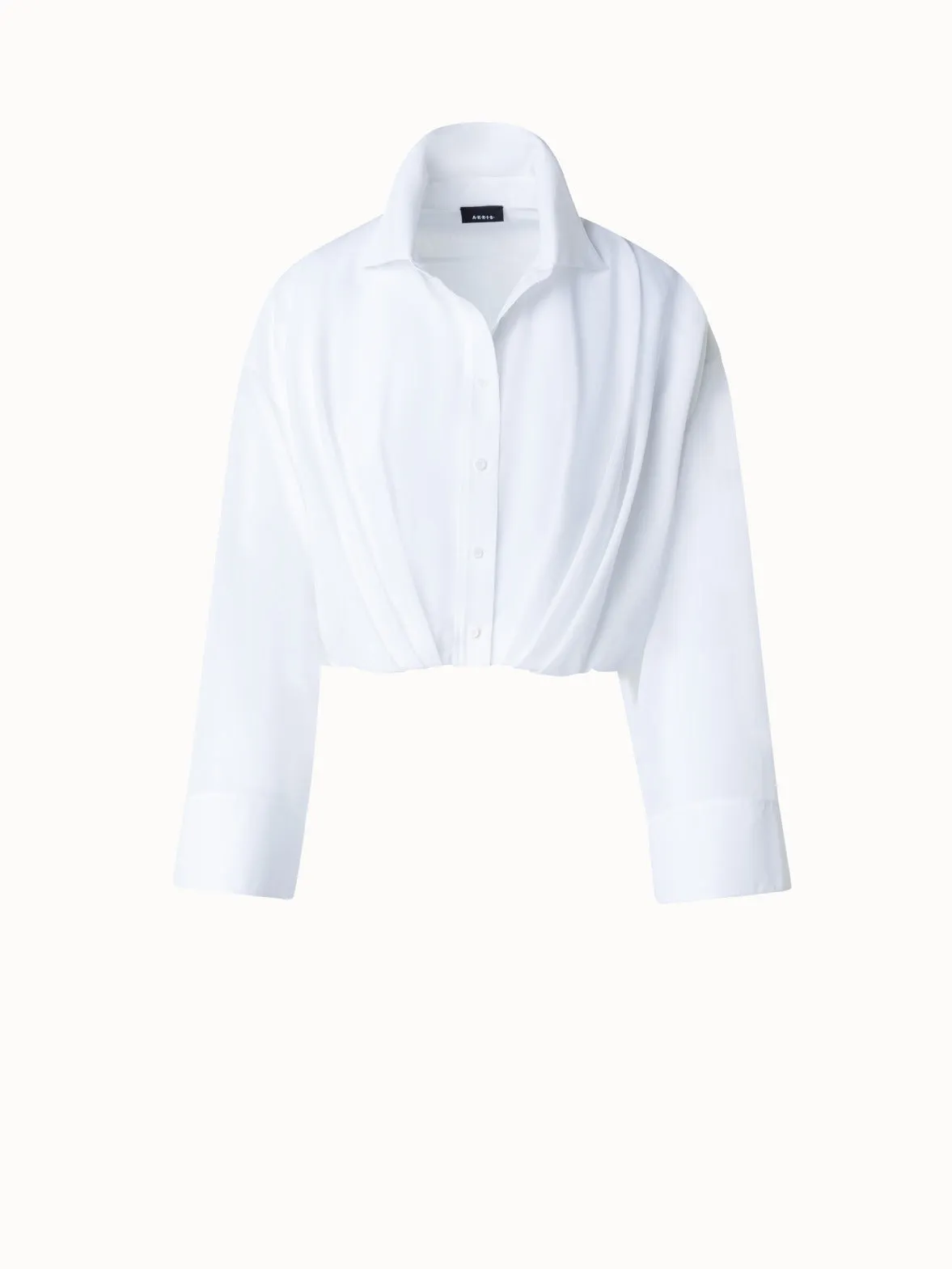 Short Cotton Voile Blouse with Wide Sleeves