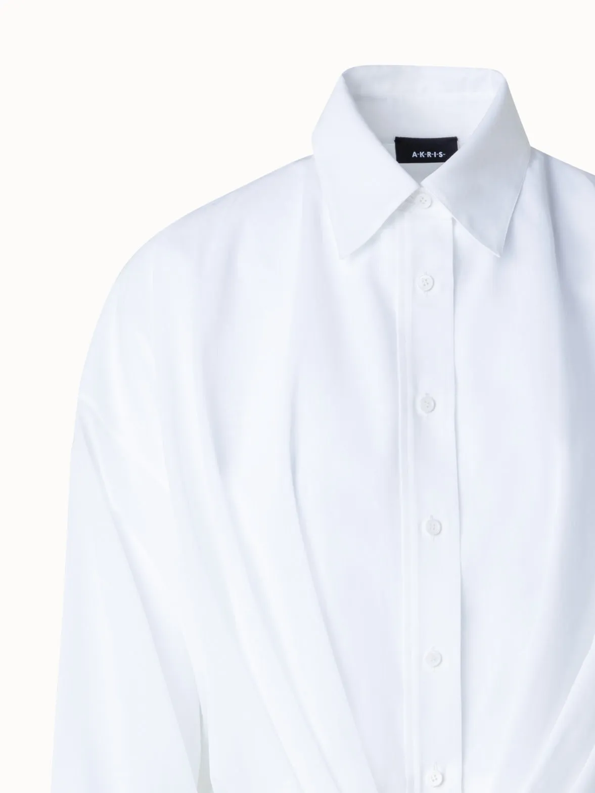 Short Cotton Voile Blouse with Wide Sleeves