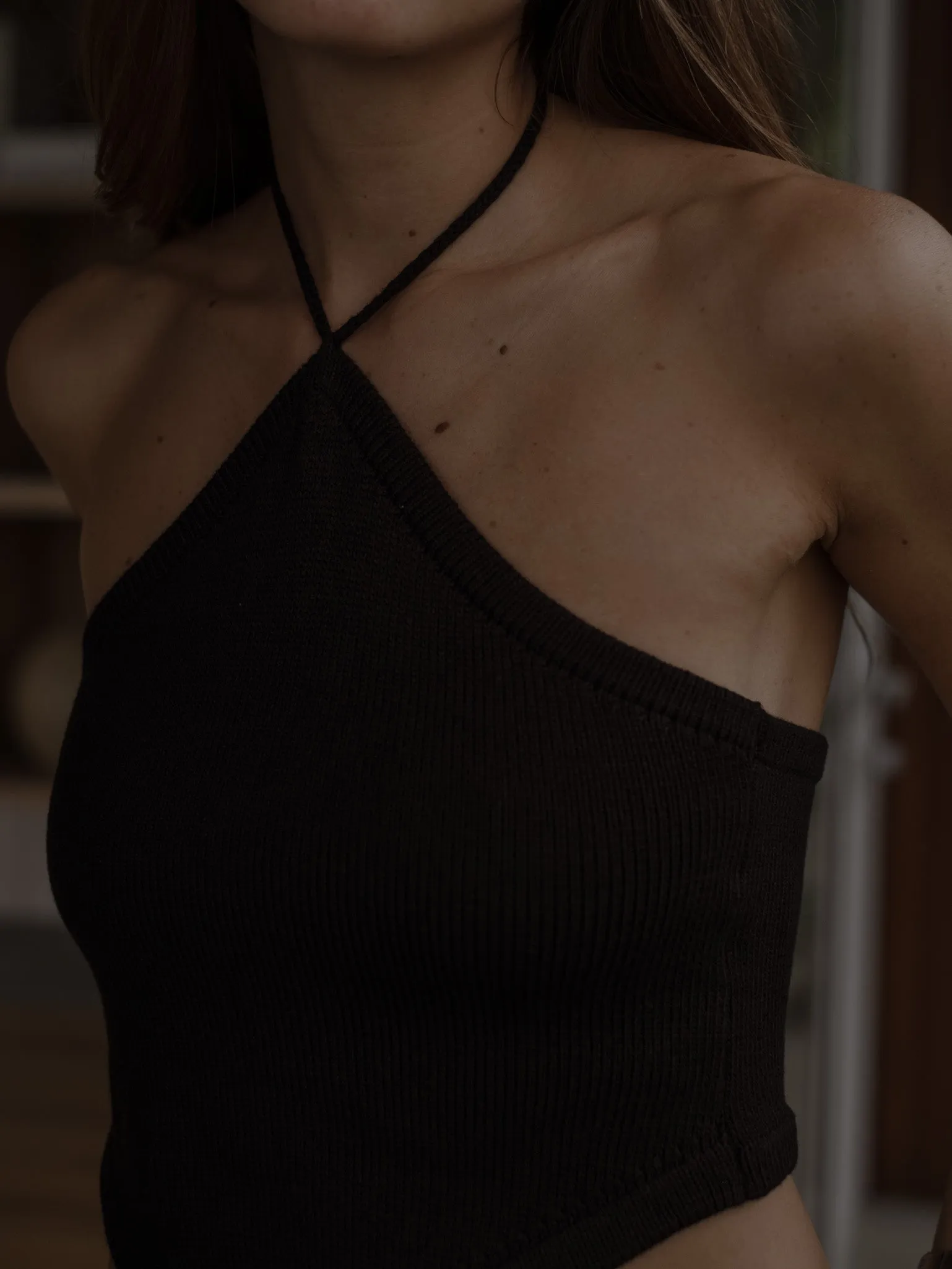 SIMPLY BANDANA KNIT TOP - BLACK
