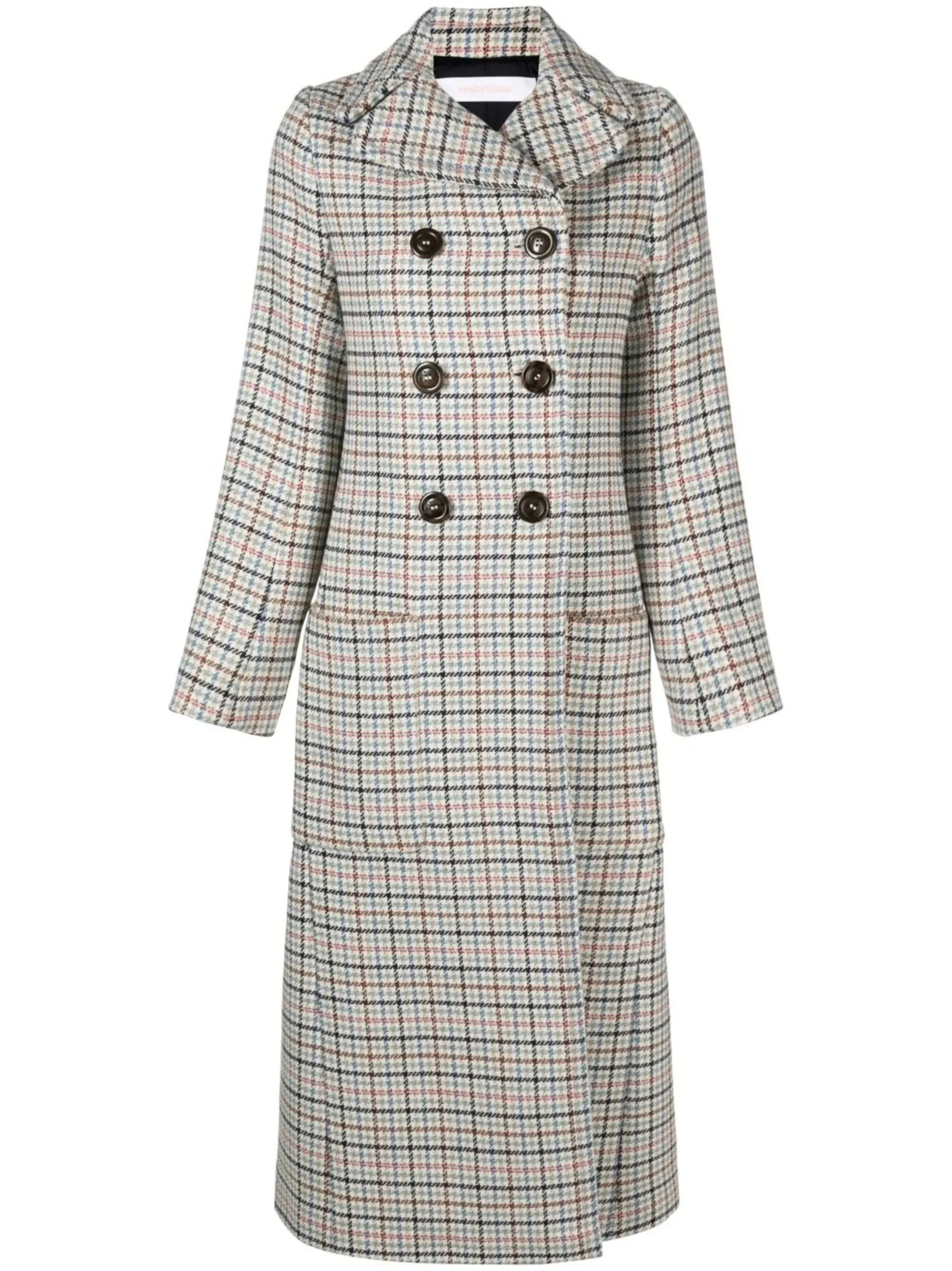 Smart double-breasted checked-print coat Best-selling deal
