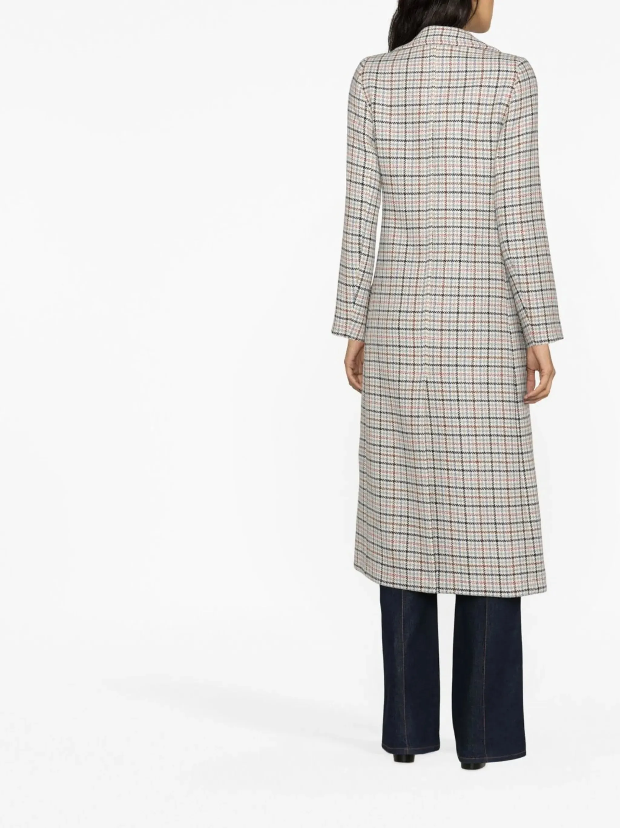 Smart double-breasted checked-print coat Best-selling deal