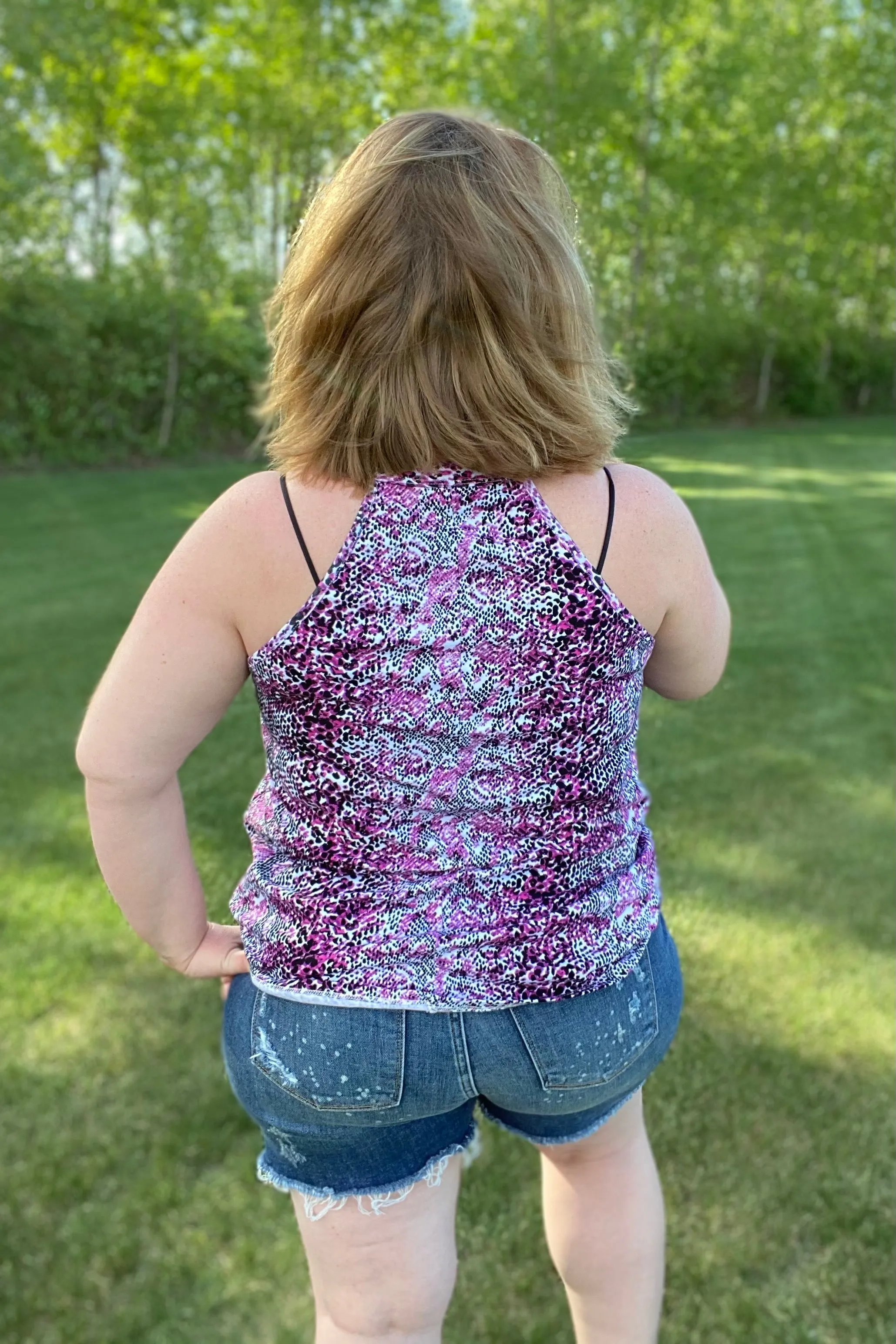 Snake Print Halter Top in Fuchsia