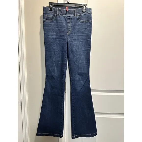 Spanx Jeans Elastic Waist High Rise Flare Medium