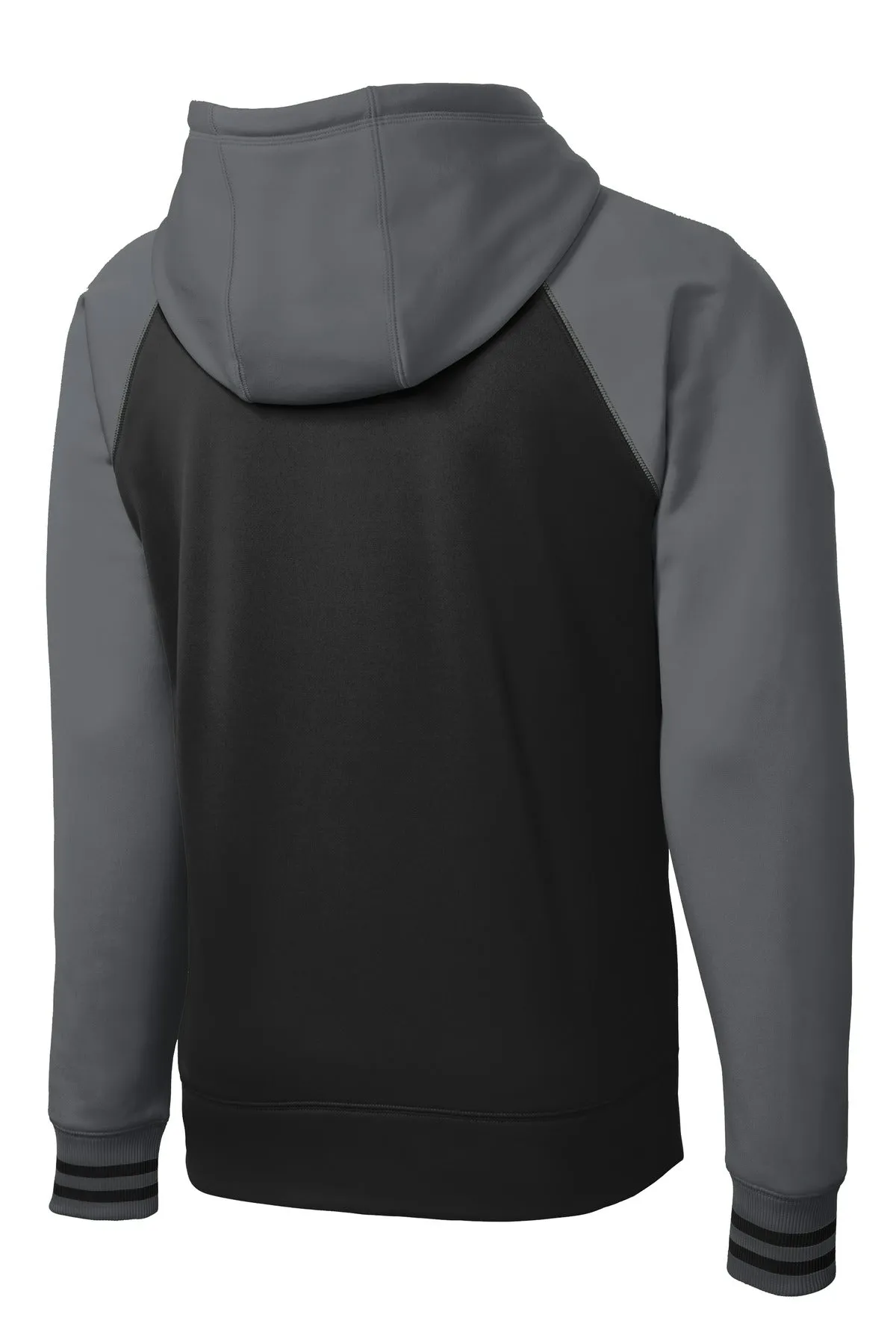 Sport-Tek Sport-Wick Varsity Fleece Full-Zip Hooded Jacket. ST236 Black/ Dark Smoke Grey