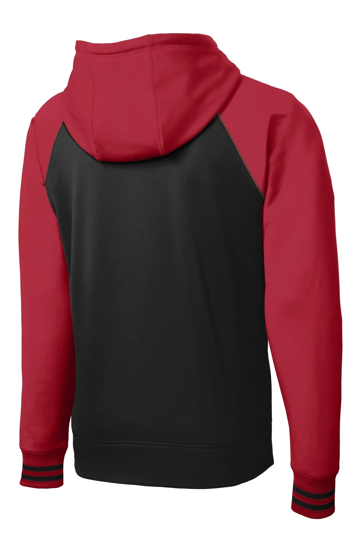 Sport-Tek Sport-Wick Varsity Fleece Full-Zip Hooded Jacket. ST236 Black/ Deep Red