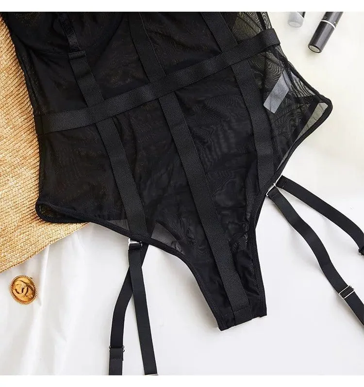 Suited Body Lace Transparent Bodysuit