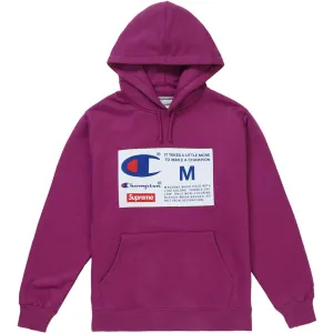 Supreme Champion Label Hooded Sweatshirt- Bright Purple