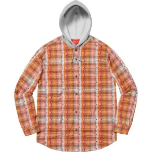 Supreme Hooded Jacquard Flannel Shirt- Orange