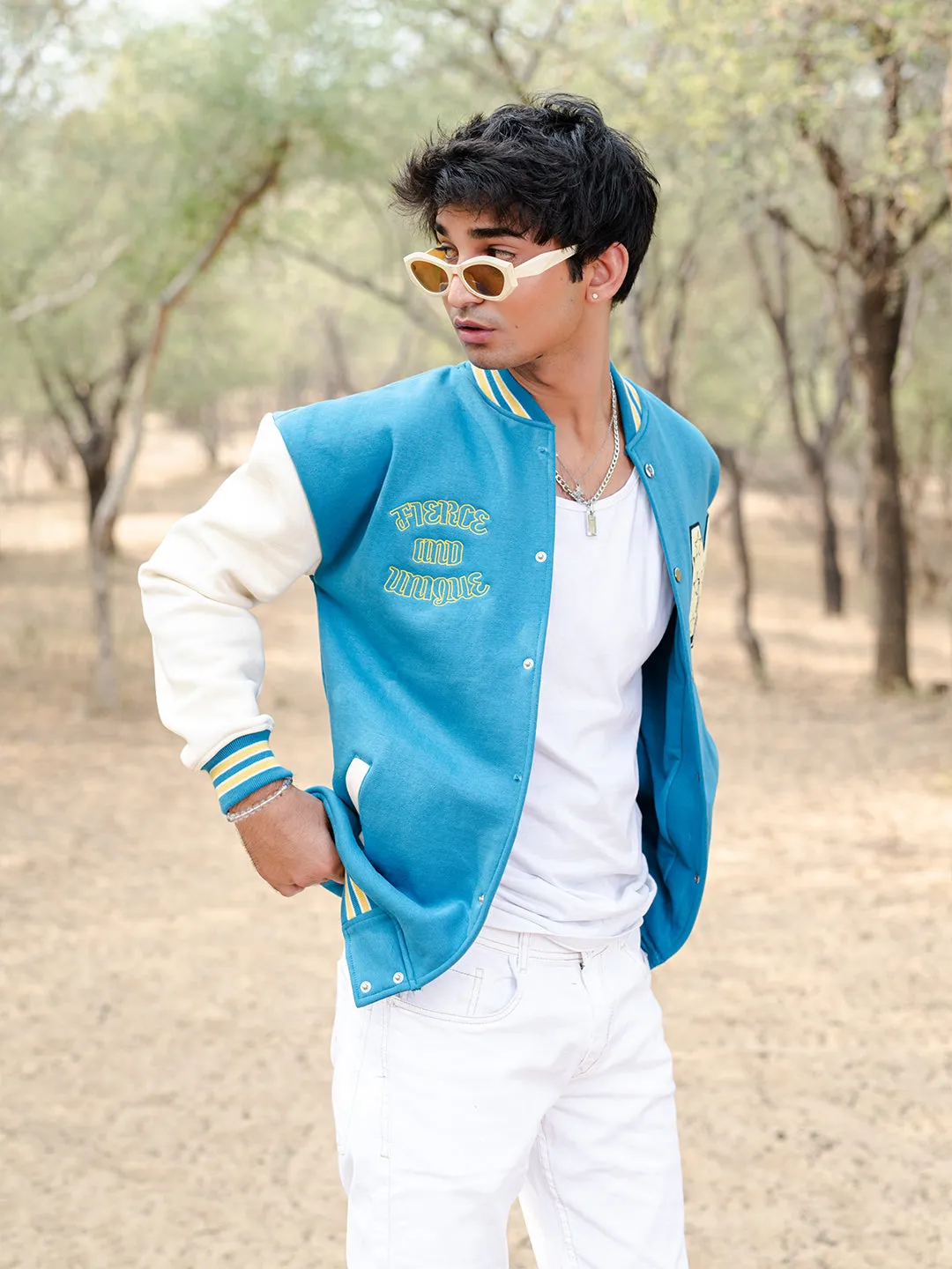 Teal Blue M Varsity Jacket